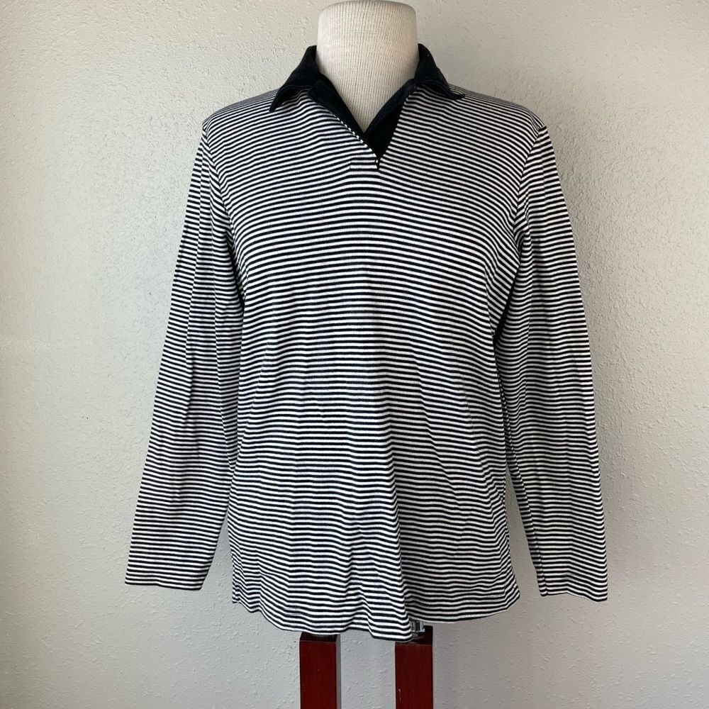 Jessi Lee Long Sleeve Polo Style Top Size M EUC